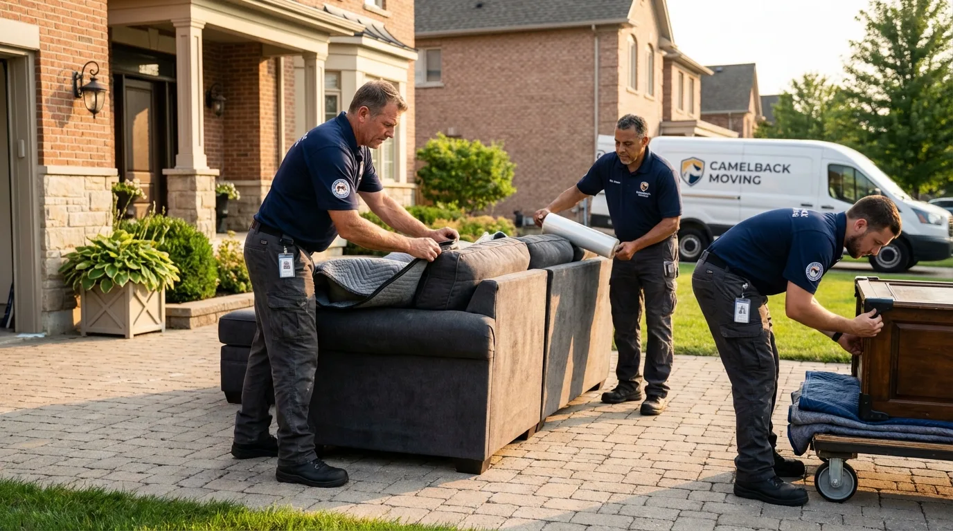 Large estate moving crew wrapping furniture in Landis, NC
